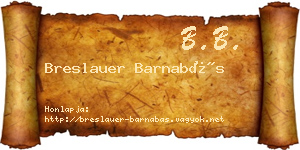 Breslauer Barnabás névjegykártya